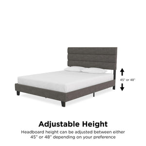 RealRooms Paloma Upholstered Bed with USB - Dark Gray - Queen