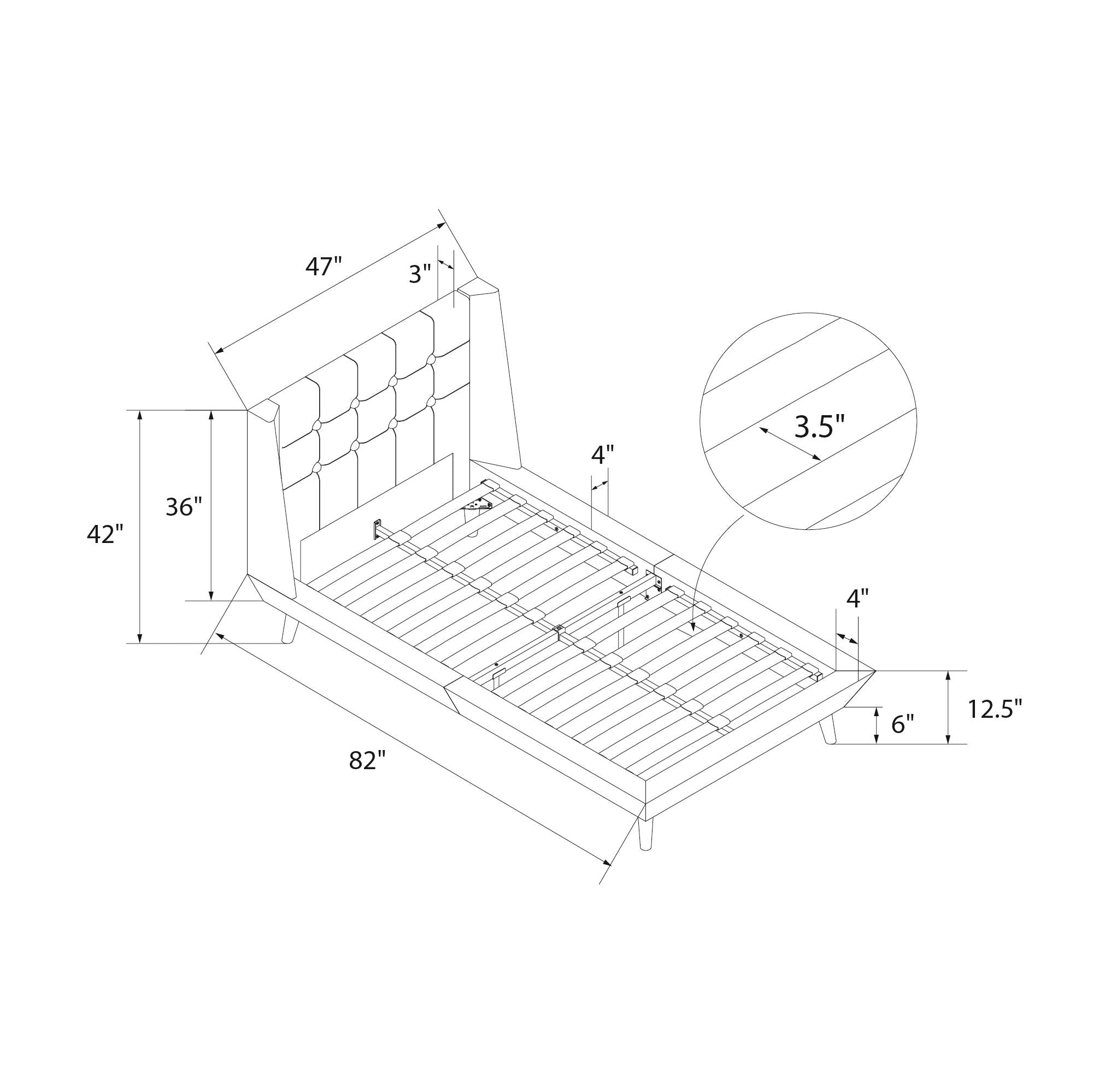 DHP Aliyah Upholstered Bed Frame - Light Gray - Twin