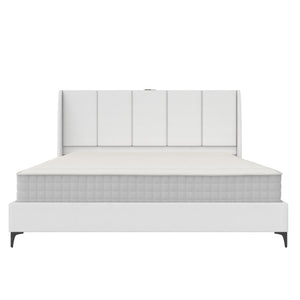 DHP Lamora Upholstered Wingback Bed Frame with USB - Light Gray - King