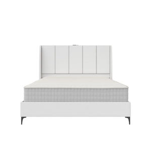 DHP Lamora Upholstered Wingback Bed Frame with USB - Light Gray - Queen
