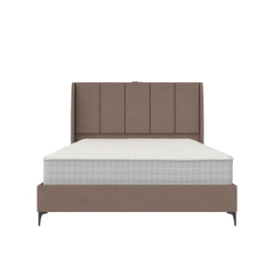 DHP Lamora Upholstered Wingback Bed Frame with USB - Taupe - Queen