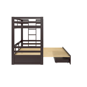 DHP Rhodes Twin over Twin/King Wood Bunk Bed with Storage - Brown - Twin-Over-Twin