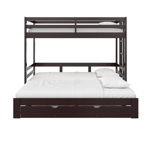DHP Rhodes Twin over Twin/King Wood Bunk Bed with Storage - Brown - Twin-Over-Twin