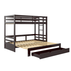 DHP Rhodes Twin over Twin/King Wood Bunk Bed with Storage - Brown - Twin-Over-Twin