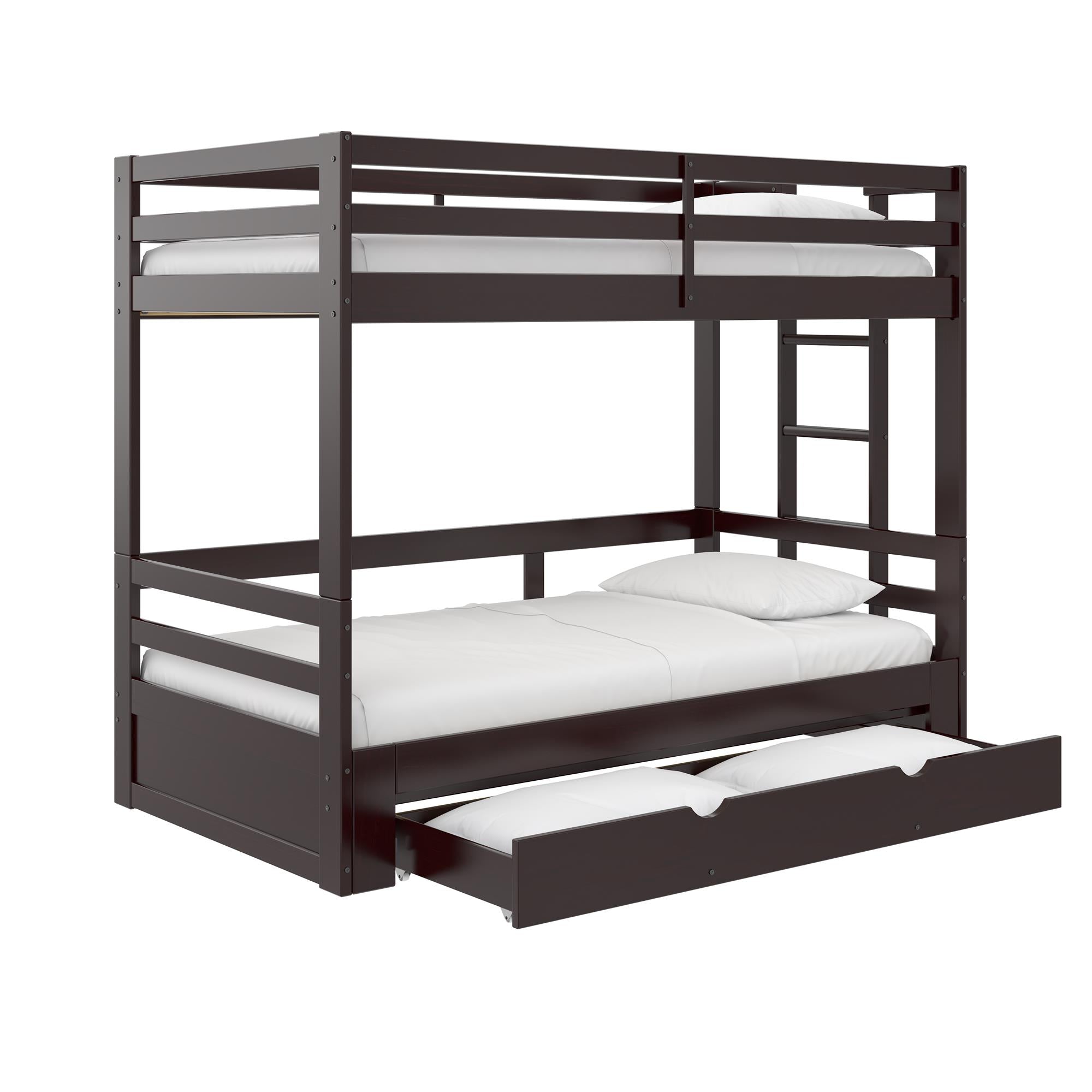 DHP Rhodes Twin over Twin/King Wood Bunk Bed with Storage - Brown - Twin-Over-Twin