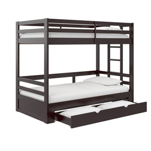 DHP Rhodes Twin over Twin/King Wood Bunk Bed with Storage - Brown - Twin-Over-Twin