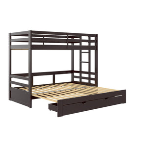 DHP Rhodes Twin over Twin/King Wood Bunk Bed with Storage - Brown - Twin-Over-Twin