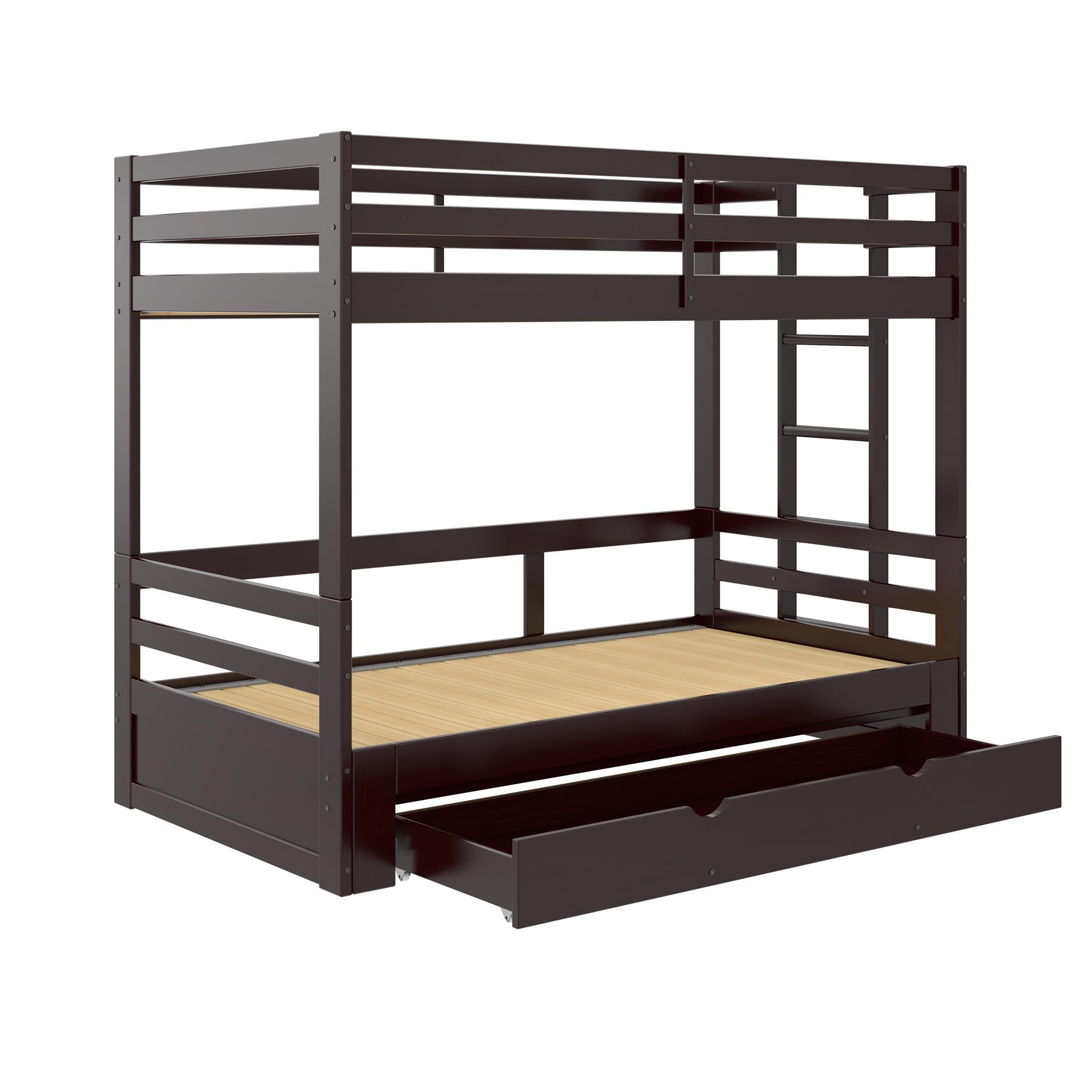 DHP Rhodes Twin over Twin/King Wood Bunk Bed with Storage - Brown - Twin-Over-Twin