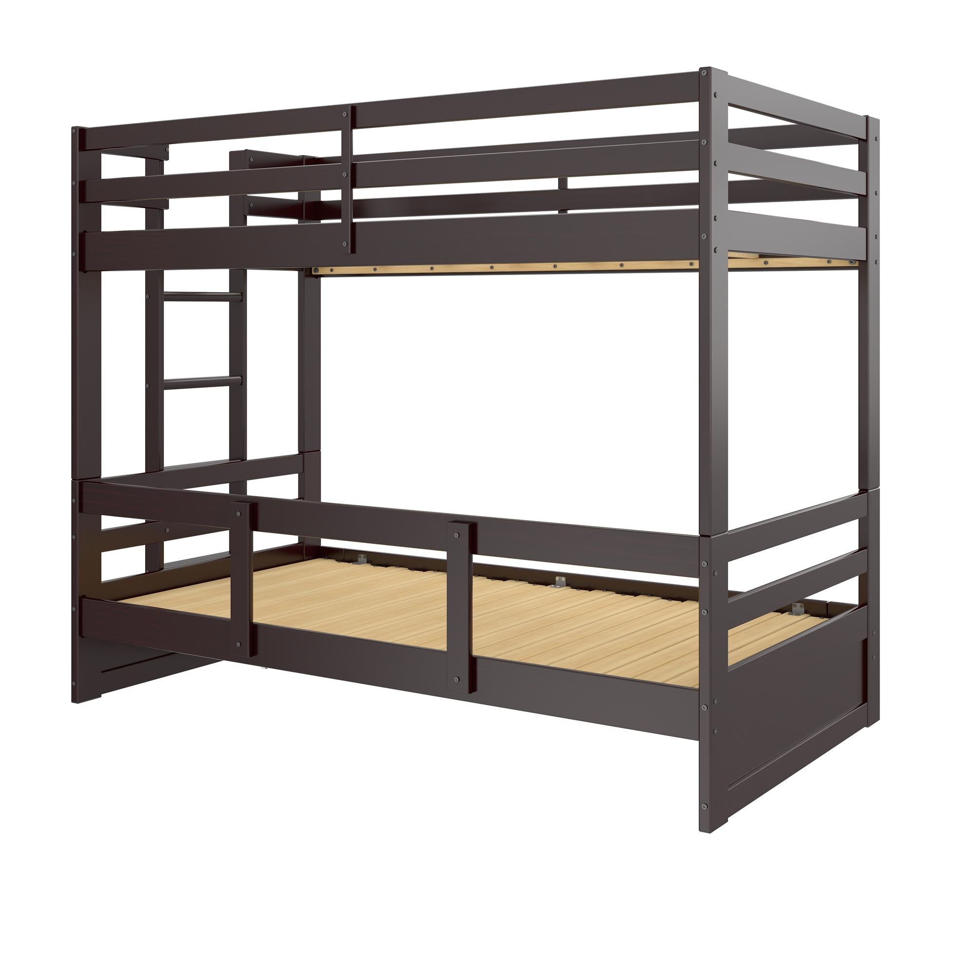 DHP Rhodes Twin over Twin/King Wood Bunk Bed with Storage - Brown - Twin-Over-Twin