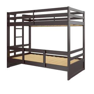 DHP Rhodes Twin over Twin/King Wood Bunk Bed with Storage - Brown - Twin-Over-Twin