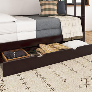 DHP Rhodes Twin over Twin/King Wood Bunk Bed with Storage - Brown - Twin-Over-Twin
