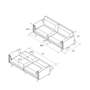 Novogratz Markham 80.5" Futon Sofa Bed - Sand Basket Weave - 3-Seater