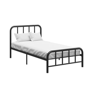 RealRooms Marva Twin Metal Bed Frame with Headboard - Black - Twin