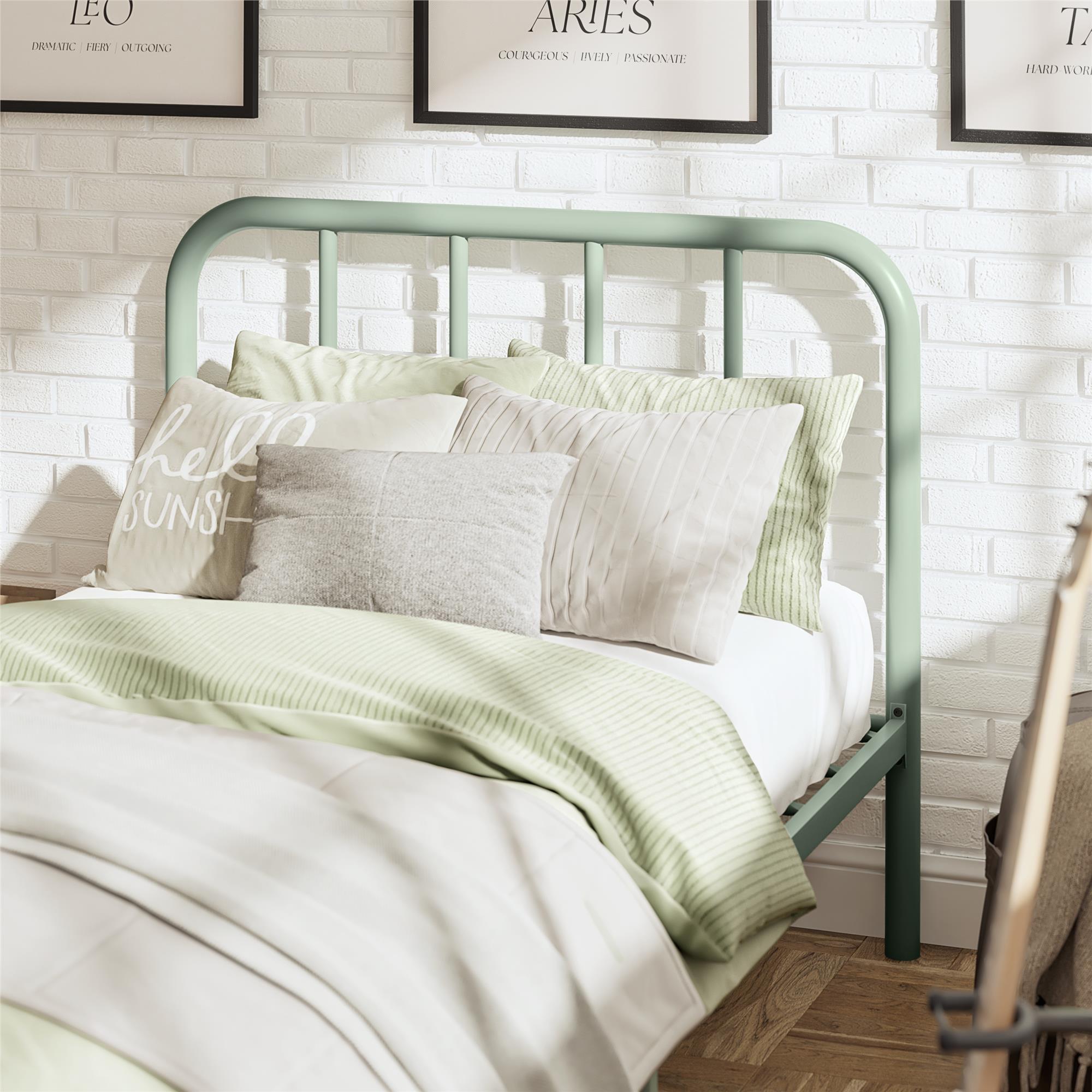 RealRooms Marva Twin Metal Bed Frame with Headboard - Pale Green - Twin