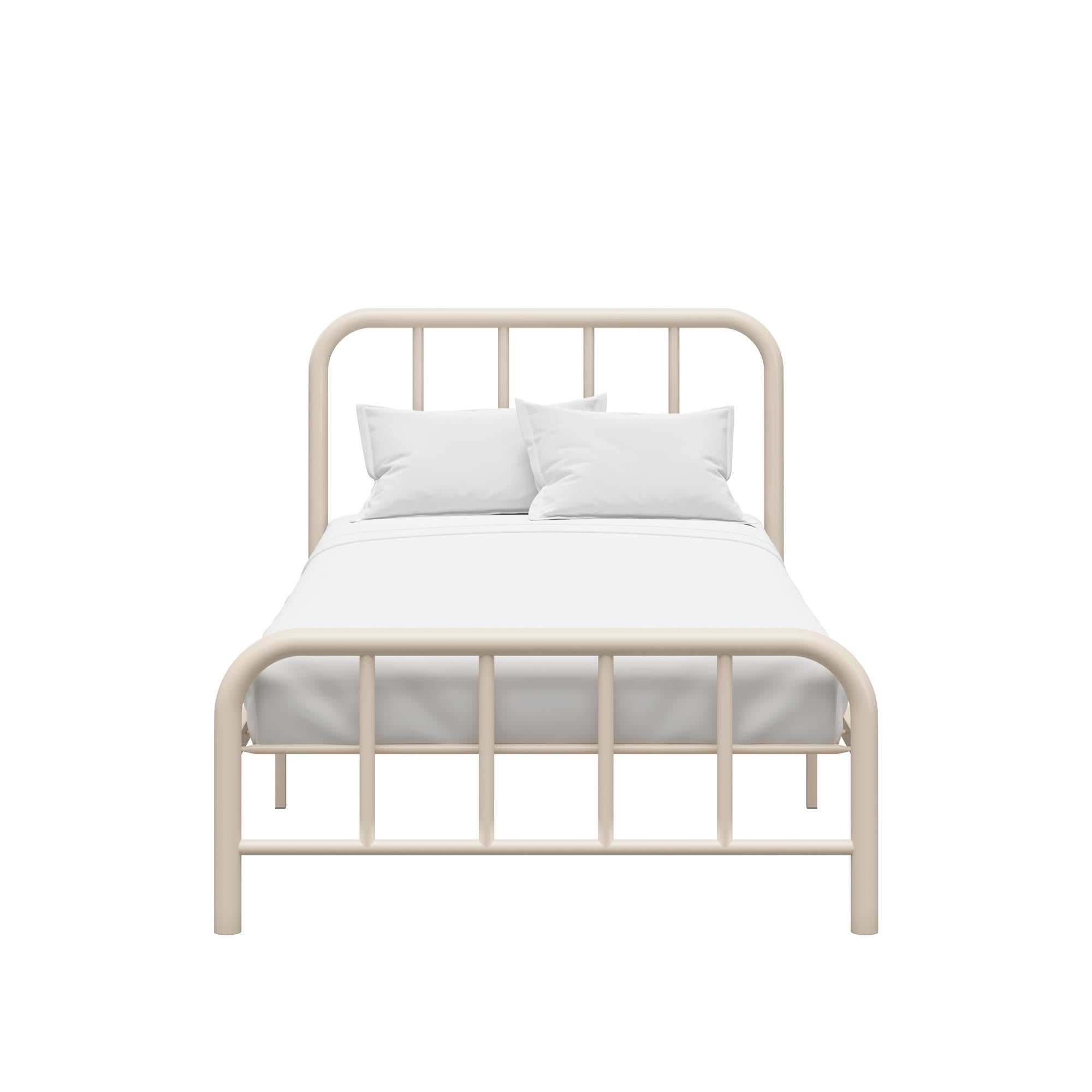 RealRooms Marva Twin Metal Bed Frame with Headboard - Parchment - Twin