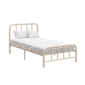 RealRooms Marva Twin Metal Bed Frame with Headboard - Parchment - Twin
