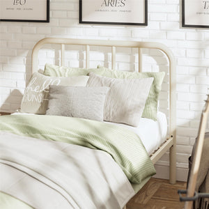 RealRooms Marva Twin Metal Bed Frame with Headboard - Parchment - Twin