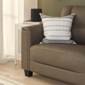 LikeHome Brodie 75.5" Upholstered Sofa - Brown Faux Leather - 3-Seater
