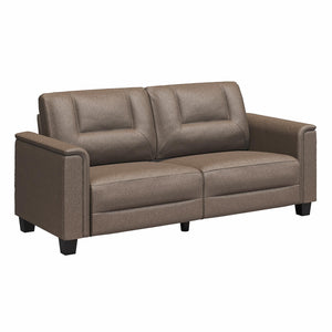 LikeHome Brodie 75.5" Upholstered Sofa - Brown Faux Leather - 3-Seater