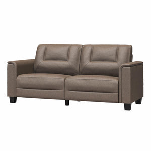 LikeHome Brodie 75.5" Upholstered Sofa - Brown Faux Leather - 3-Seater