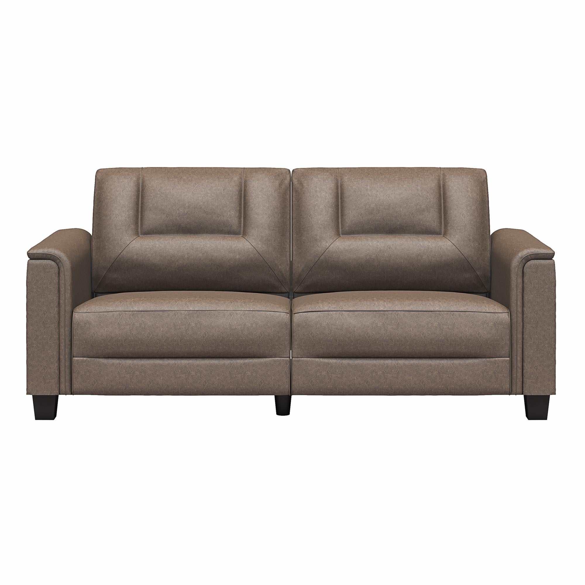 LikeHome Brodie 75.5" Upholstered Sofa - Brown Faux Leather - 3-Seater