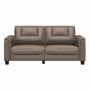 LikeHome Brodie 75.5" Upholstered Sofa - Brown Faux Leather - 3-Seater