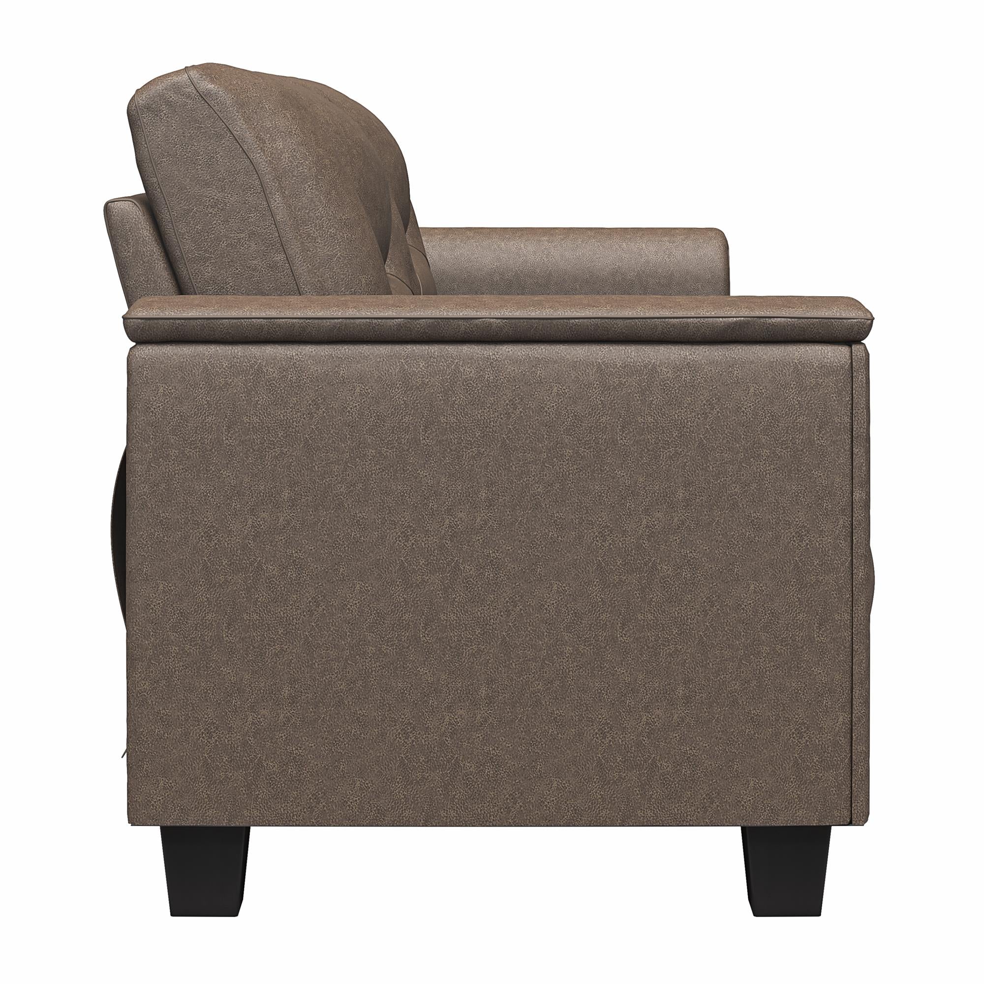 LikeHome Brodie 75.5" Upholstered Sofa - Brown Faux Leather - 3-Seater