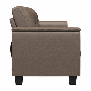 LikeHome Brodie 75.5" Upholstered Sofa - Brown Faux Leather - 3-Seater