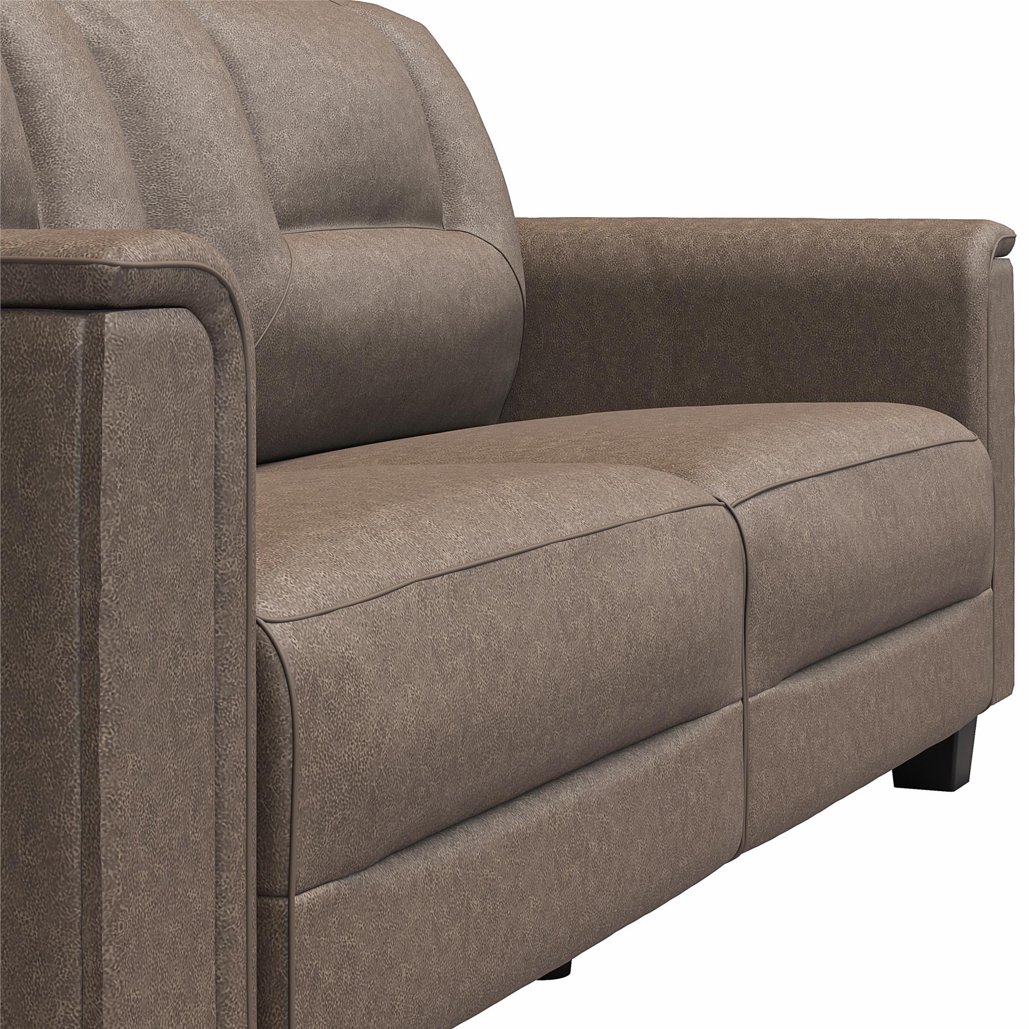 LikeHome Brodie 75.5" Upholstered Sofa - Brown Faux Leather - 3-Seater