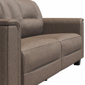 LikeHome Brodie 75.5" Upholstered Sofa - Brown Faux Leather - 3-Seater