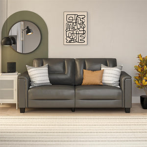 LikeHome Brodie 75.5" Upholstered Sofa - Charcoal Faux Leather - 3-Seater