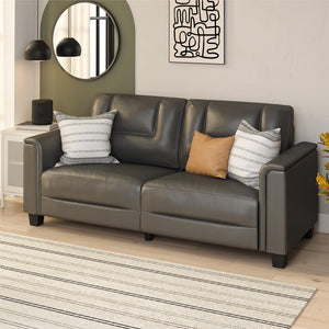 LikeHome Brodie 75.5" Upholstered Sofa - Charcoal Faux Leather - 3-Seater