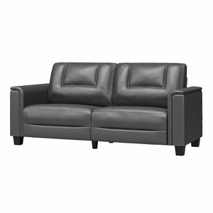 LikeHome Brodie 75.5" Upholstered Sofa - Charcoal Faux Leather - 3-Seater