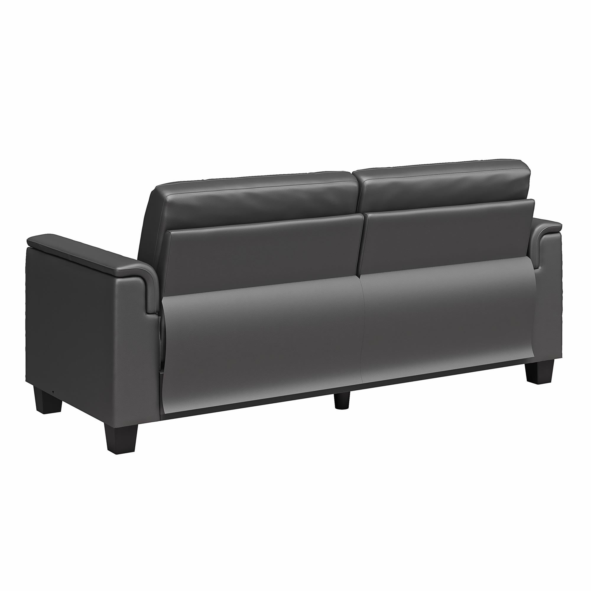LikeHome Brodie 75.5" Upholstered Sofa - Charcoal Faux Leather - 3-Seater