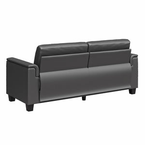 LikeHome Brodie 75.5" Upholstered Sofa - Charcoal Faux Leather - 3-Seater
