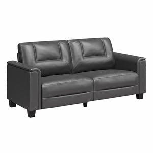 LikeHome Brodie 75.5" Upholstered Sofa - Charcoal Faux Leather - 3-Seater