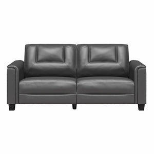 LikeHome Brodie 75.5" Upholstered Sofa - Charcoal Faux Leather - 3-Seater