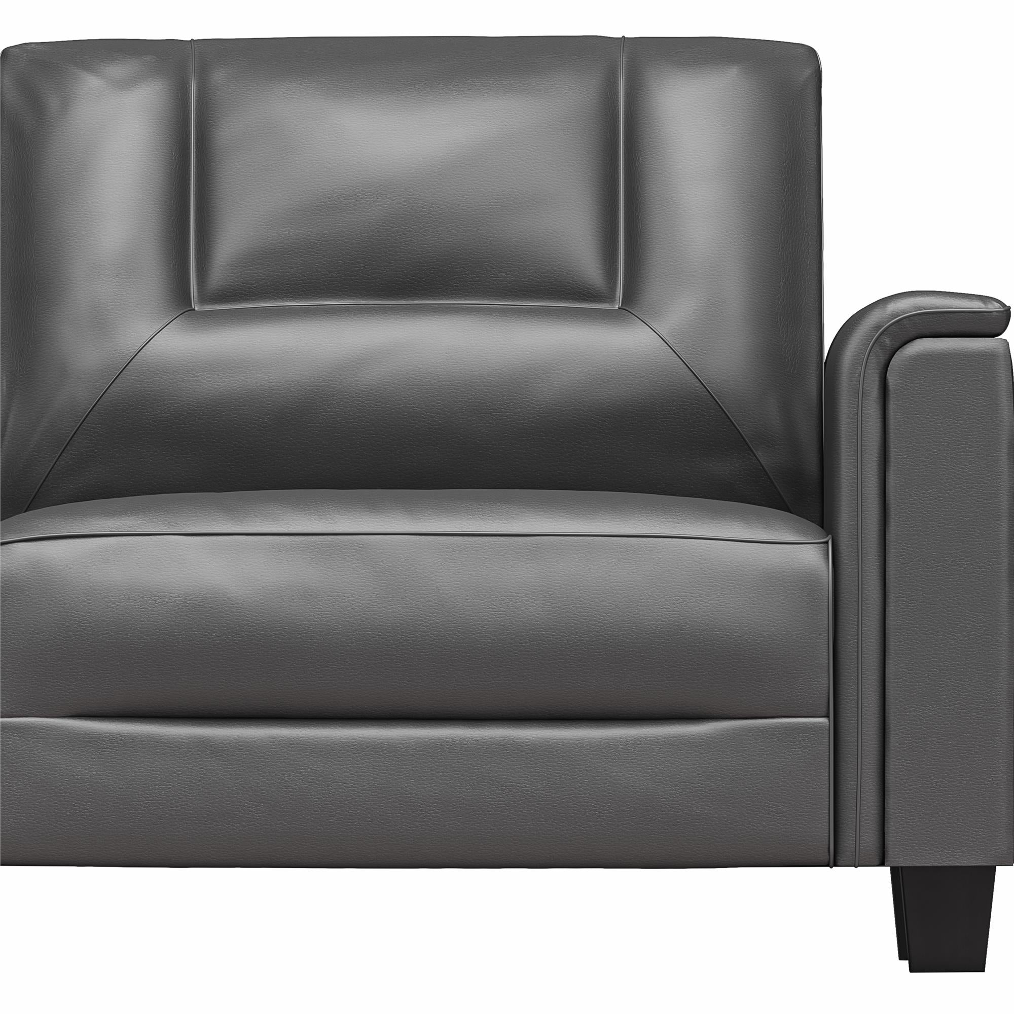 LikeHome Brodie 75.5" Upholstered Sofa - Charcoal Faux Leather - 3-Seater