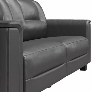 LikeHome Brodie 75.5" Upholstered Sofa - Charcoal Faux Leather - 3-Seater