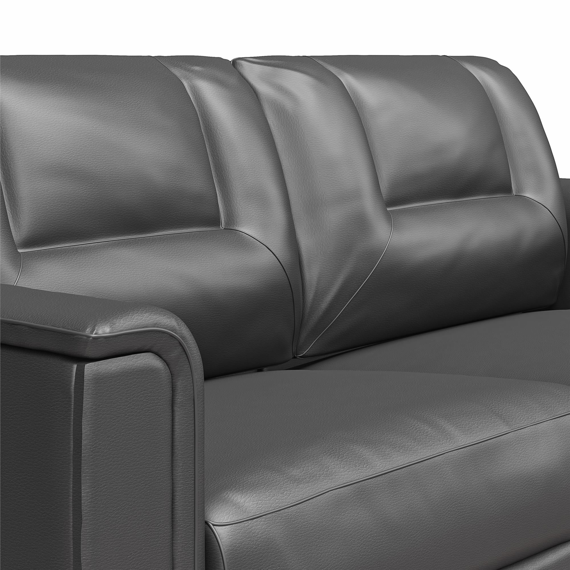 LikeHome Brodie 75.5" Upholstered Sofa - Charcoal Faux Leather - 3-Seater