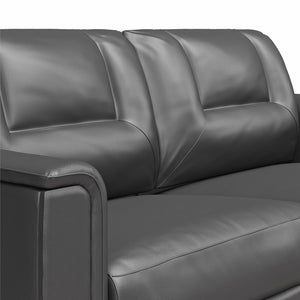 LikeHome Brodie 75.5" Upholstered Sofa - Charcoal Faux Leather - 3-Seater