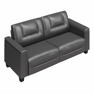 LikeHome Brodie 75.5" Upholstered Sofa - Charcoal Faux Leather - 3-Seater