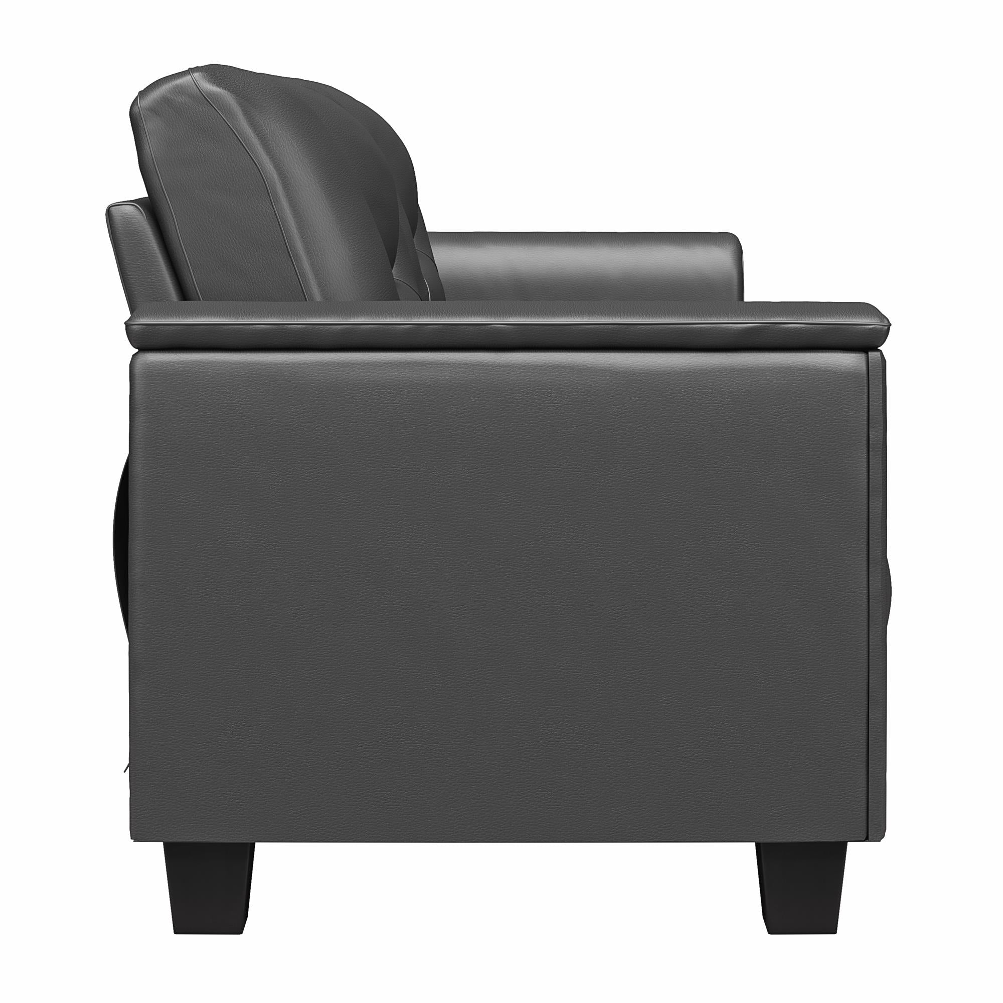 LikeHome Brodie 75.5" Upholstered Sofa - Charcoal Faux Leather - 3-Seater