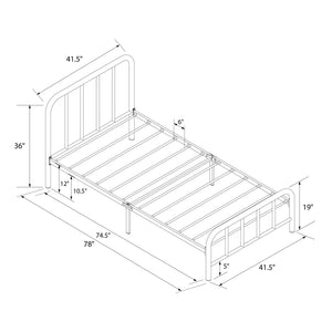 RealRooms Marva Twin Metal Bed Frame with Headboard - Black - Twin