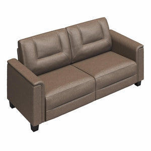 LikeHome Brodie 75.5" Upholstered Sofa - Brown Faux Leather - 3-Seater