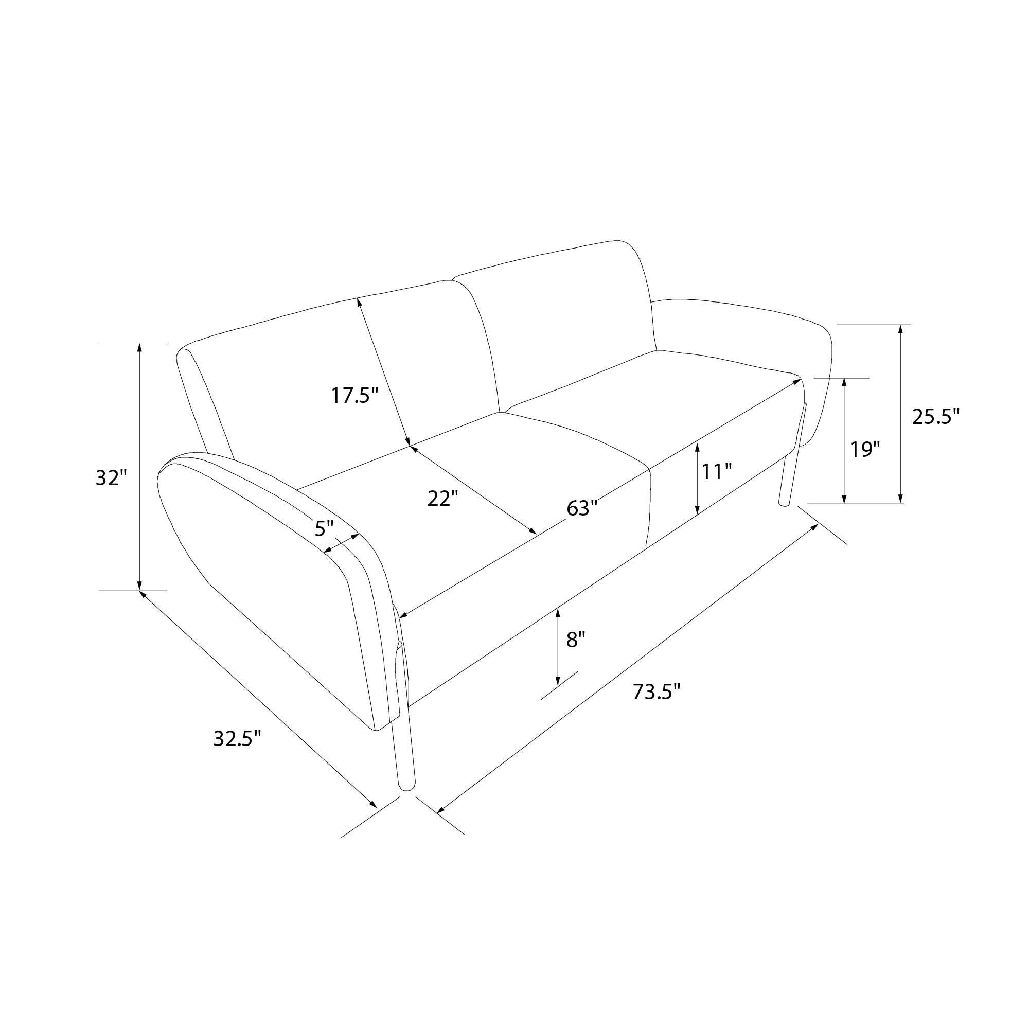 Mr. Kate Roxanne 73.5" Upholstered Sofa - Light Gray Textured Chenille - 2-Seater