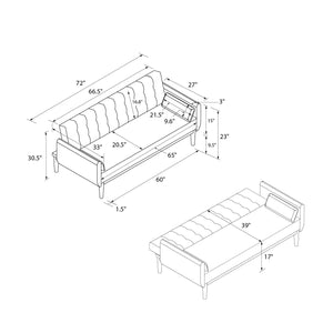 RealRooms Barrie Futon Sofa Bed - Pebble Brown Teddy - 3-Seater