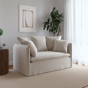 Novogratz Collette Slipcover Loveseat Sofa - Off White Canvas Weave - 2-Seater