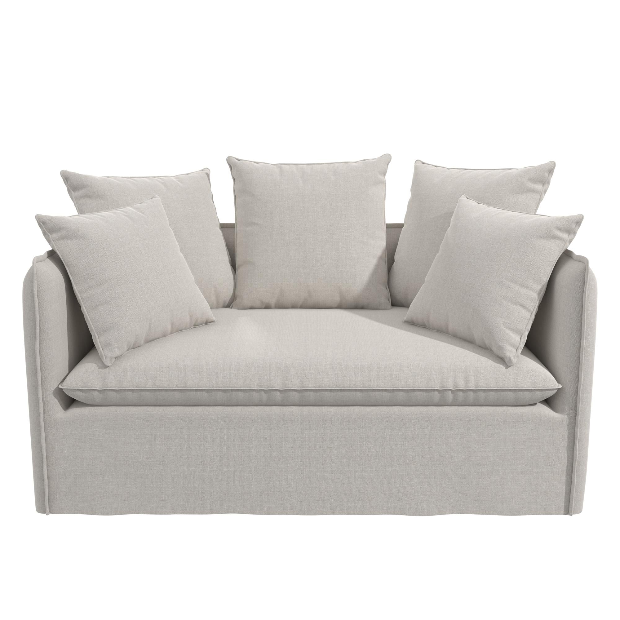 Novogratz Collette Slipcover Loveseat Sofa - Off White Canvas Weave - 2-Seater