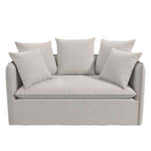 Novogratz Collette Slipcover Loveseat Sofa - Off White Canvas Weave - 2-Seater